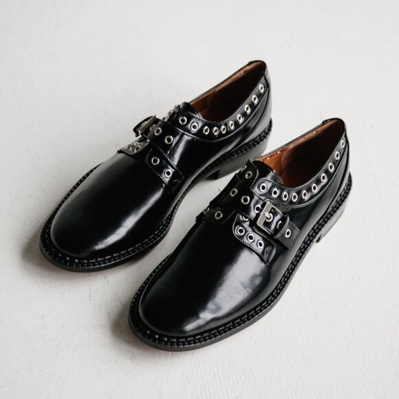 Clergerie Leather Eyelet Trim Oxfords - Picture 1 of 5